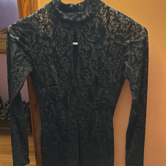 Windsor Black Sheer Patterned Mini Dress - Picture 6 of 6
